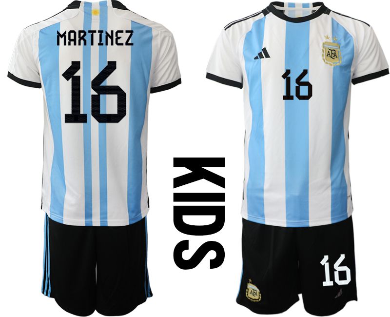 Youth 2022 World Cup National Team Argentina home white #16 Soccer Jerseys->youth soccer jersey->Youth Jersey